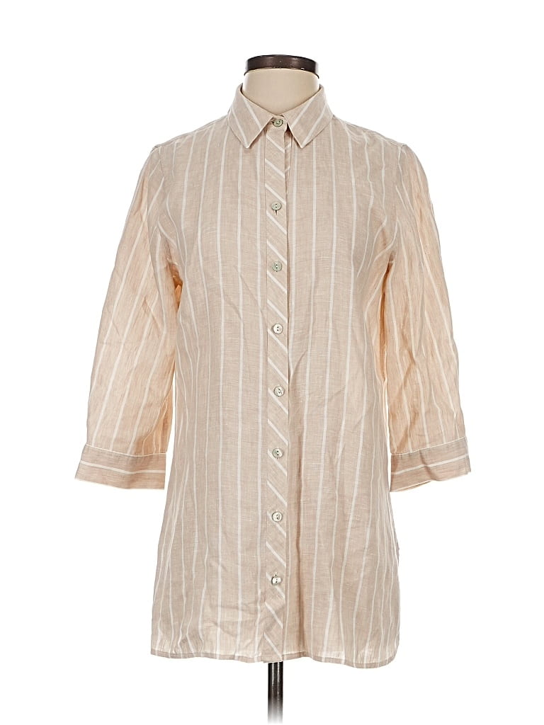 Pre-owned Chico's 3/4 Sleeve Button Down Shirt In Brown