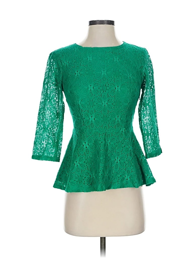 MOULINETTE SOEURS Pre-owned 3/4 Sleeve Top Green Boatneck Tops