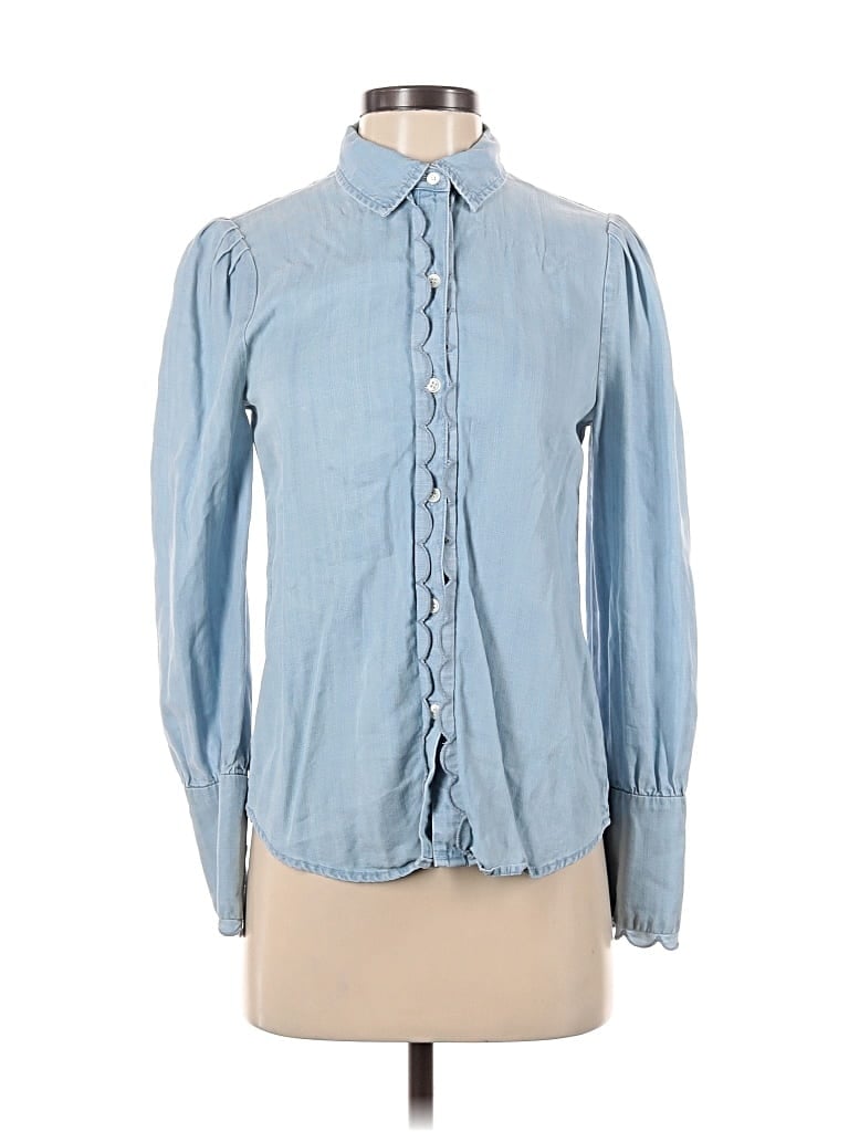 Pre-owned Frame Long Sleeve Button Down Shirt In Blue
