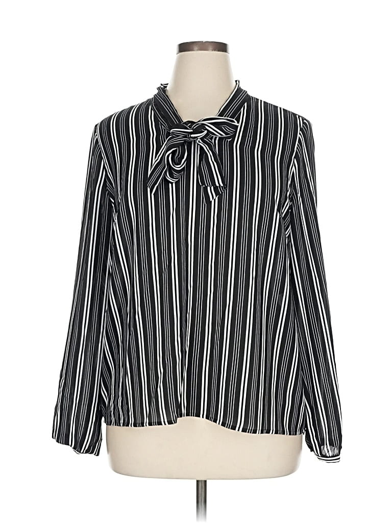 Pre-owned Nine West Long Sleeve Blouse In Black