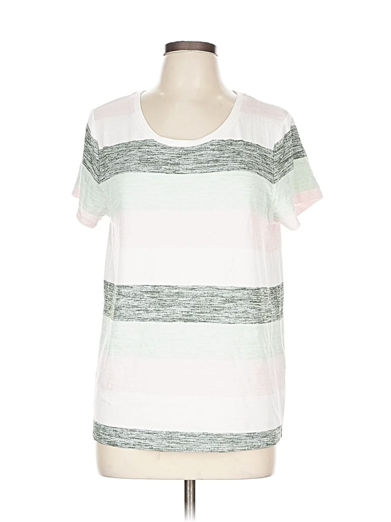 Pre-owned Market & Spruce Short Sleeve Top White Scoop Neck Tops