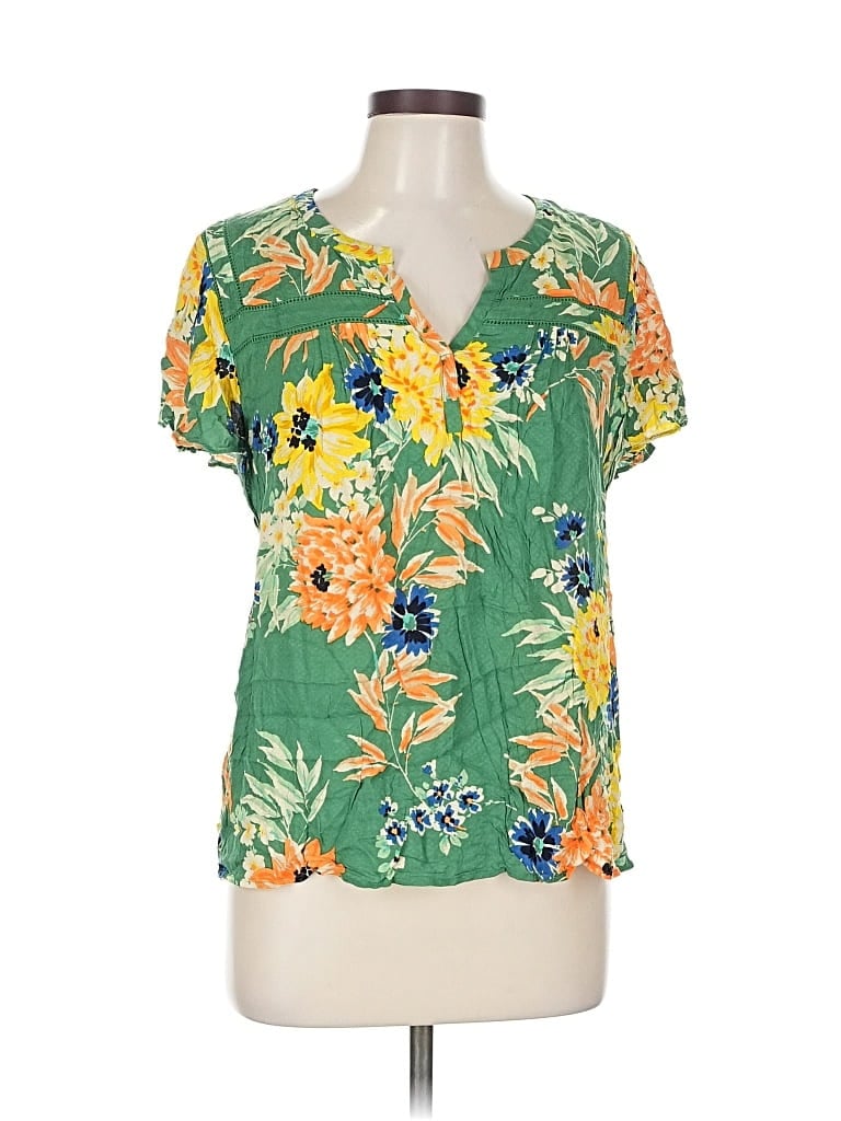 Pre-owned Daniel Rainn Short Sleeve Blouse In Green