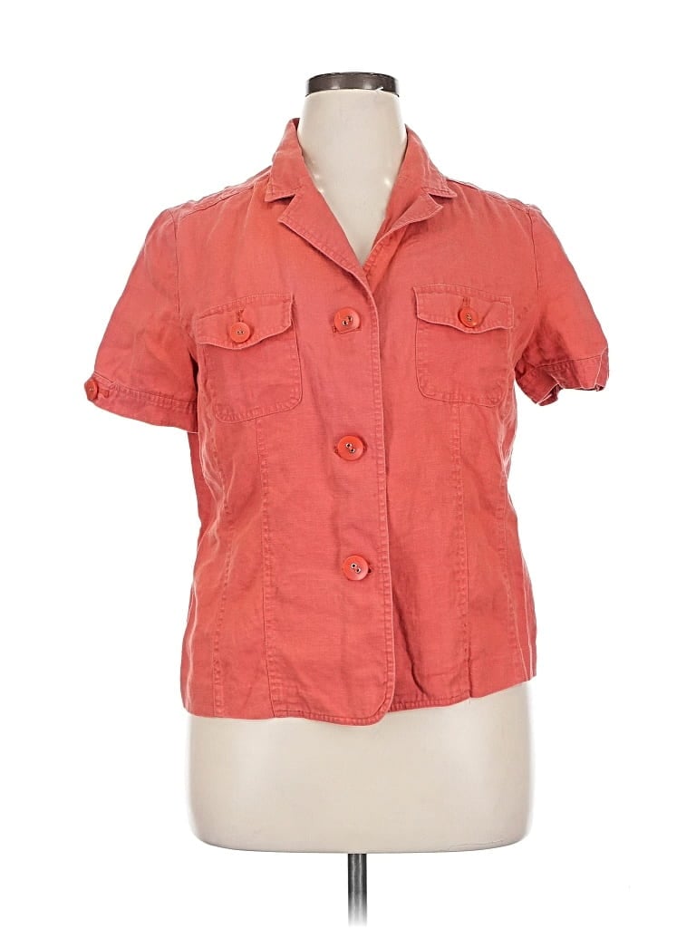Pre-owned Jm Collection Short Sleeve Blouse In Orange