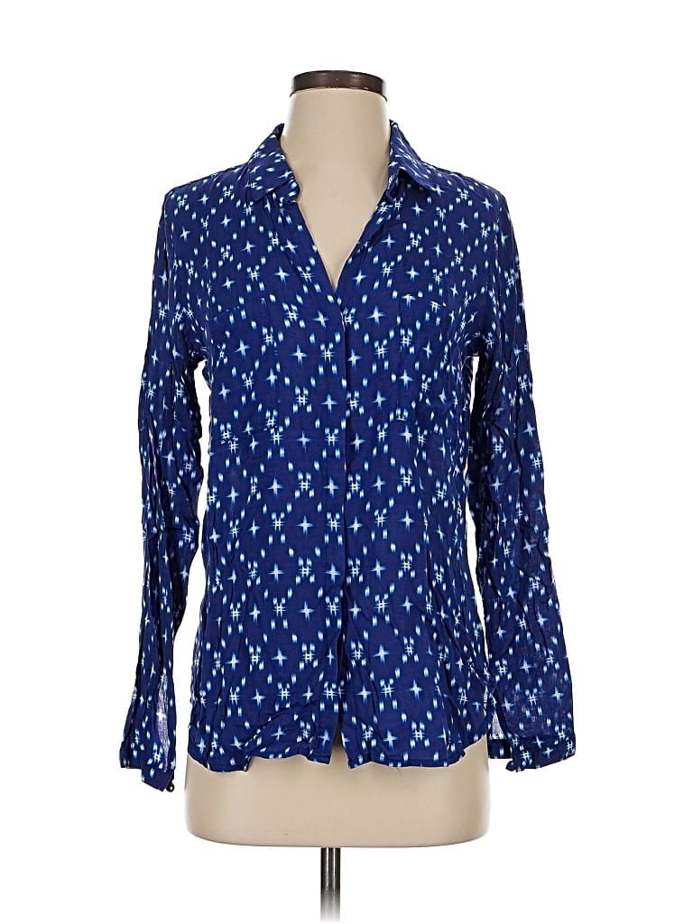 Pre-owned Cloth & Stone Long Sleeve Blouse In Blue