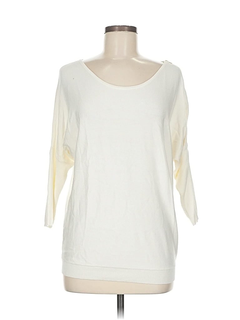 Pre-owned Express 3/4 Sleeve Top Ivory Boatneck Tops In White