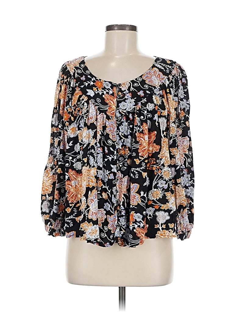 Pre-owned Nicole Miller 3/4 Sleeve Blouse In Black