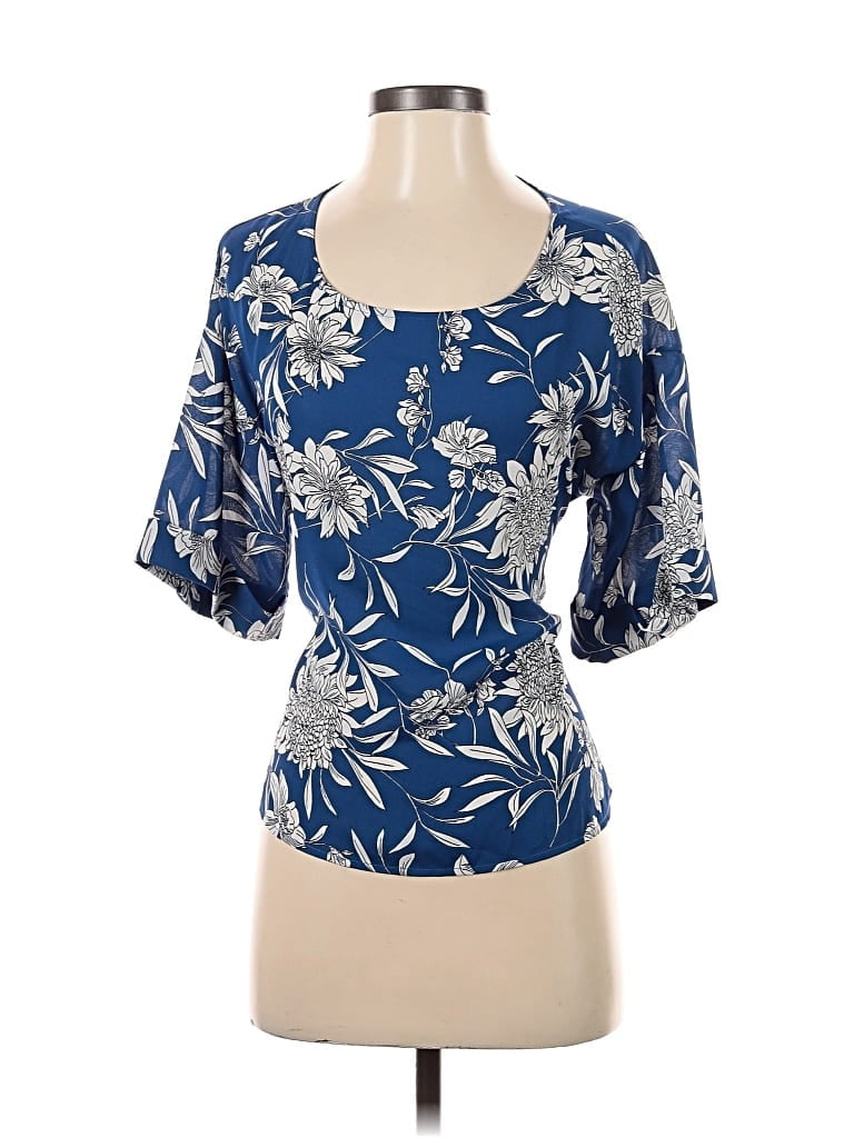 Pre-owned West Kei Short Sleeve Blouse In Blue