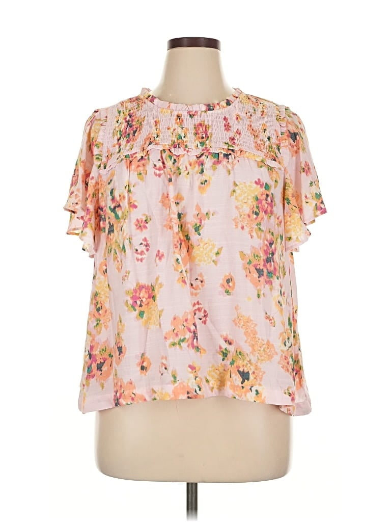 Pre-owned Lc Lauren Conrad Short Sleeve Blouse In Pink