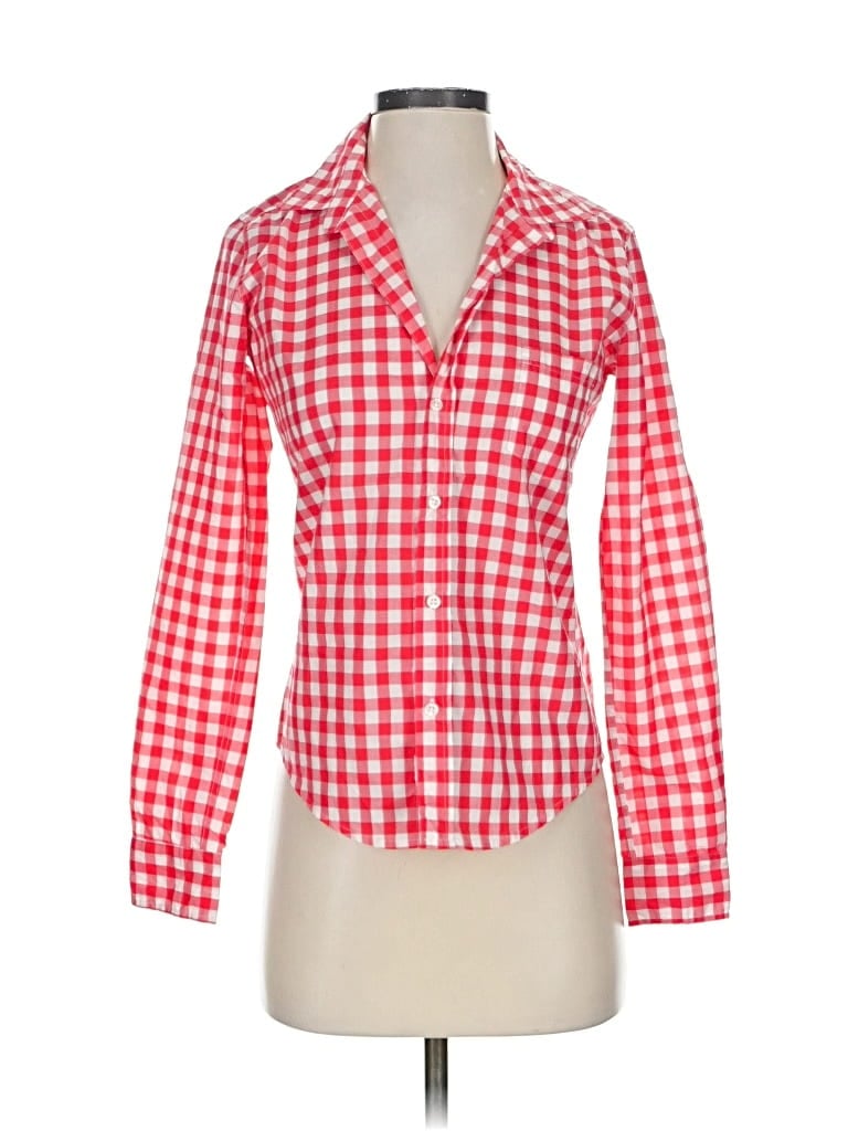 Pre-owned Frank & Eileen Long Sleeve Blouse In Red