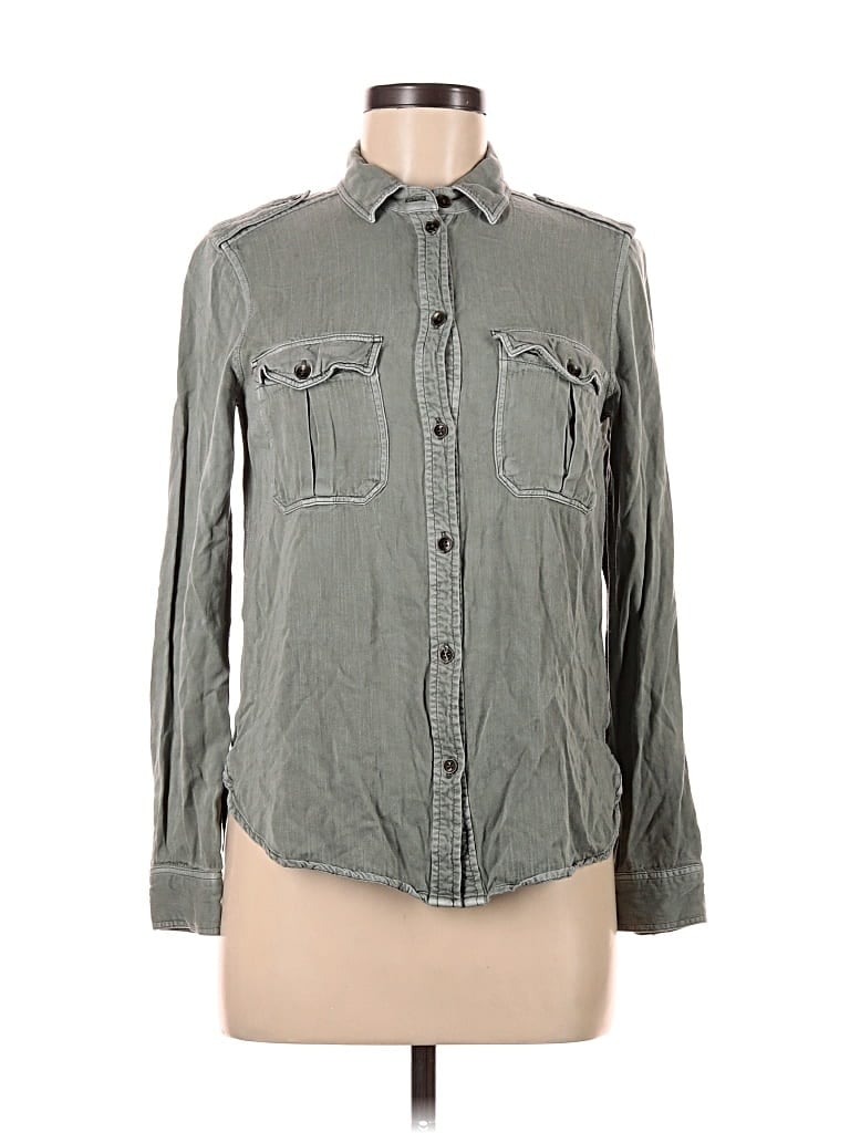 Pre-owned American Eagle Outfitters Long Sleeve Button Down Shirt In Gray