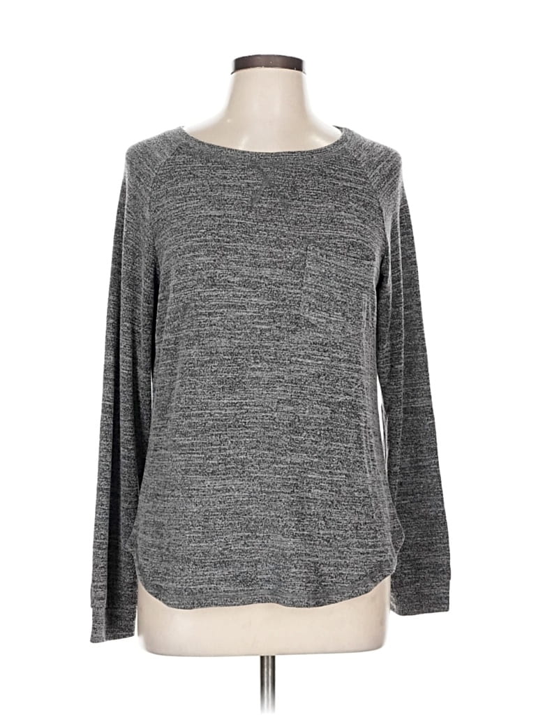 Pre-owned Ekouaer Long Sleeve Top Gray Crew Neck Tops