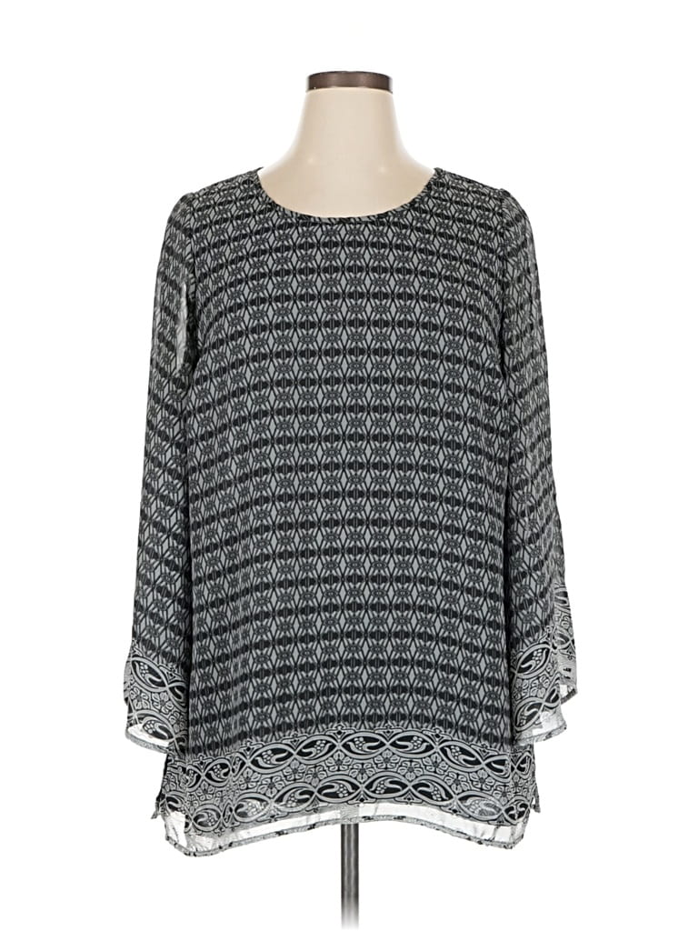 Pre-owned Fashion Bug Long Sleeve Blouse In Gray