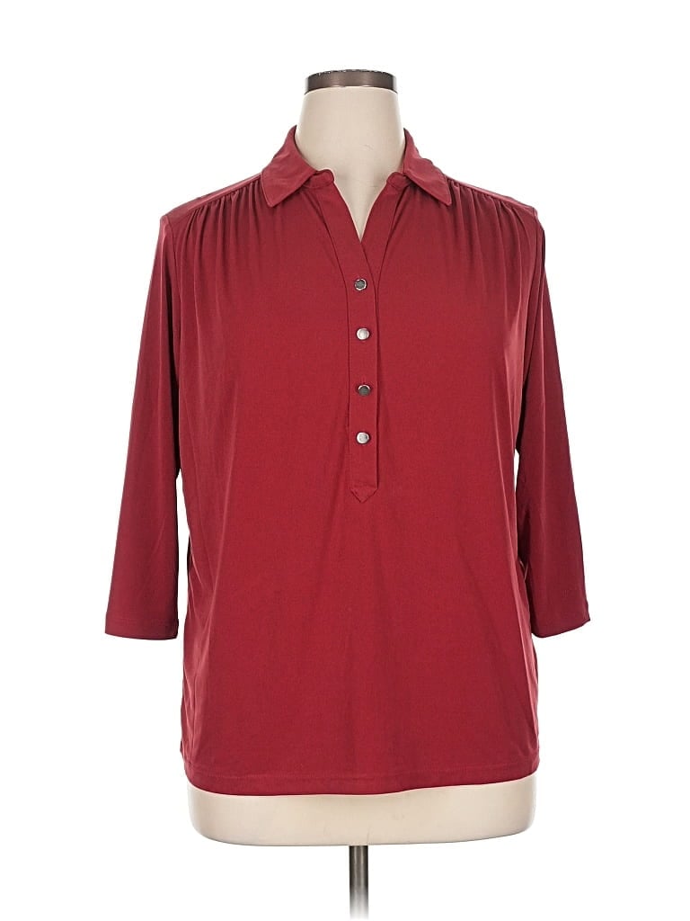 Pre-owned Catherine Malandrino 3/4 Sleeve Blouse In Burgundy