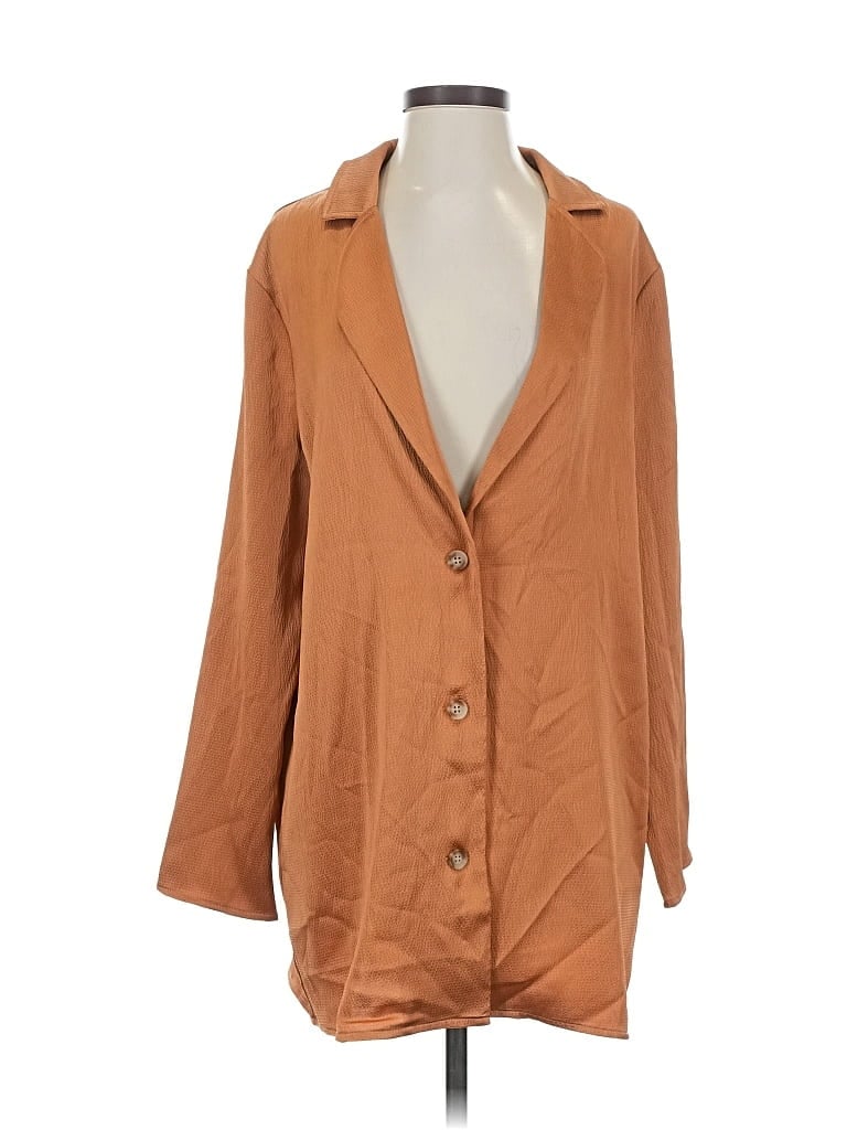 Pre-owned Vici 3/4 Sleeve Button Down Shirt In Brown