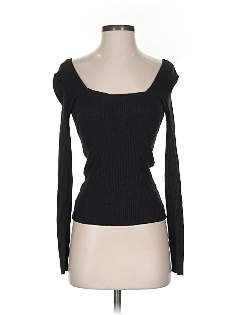 Pre-owned The Range Long Sleeve Top Black Sweetheart Neckline Tops