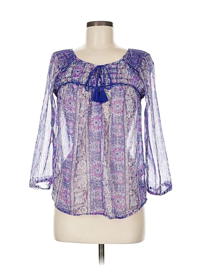 Pre-owned American Eagle Outfitters 3/4 Sleeve Blouse In Purple