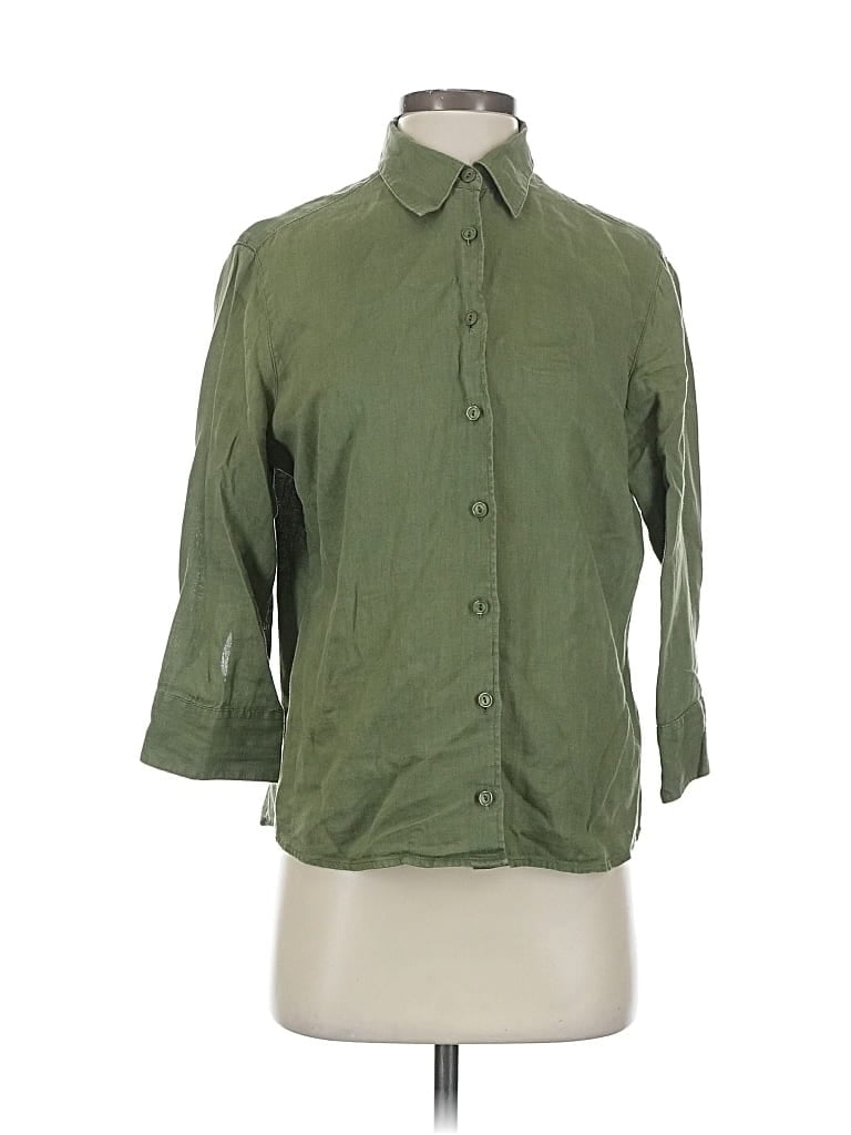 Pre-owned L.l.bean 3/4 Sleeve Button Down Shirt In Green