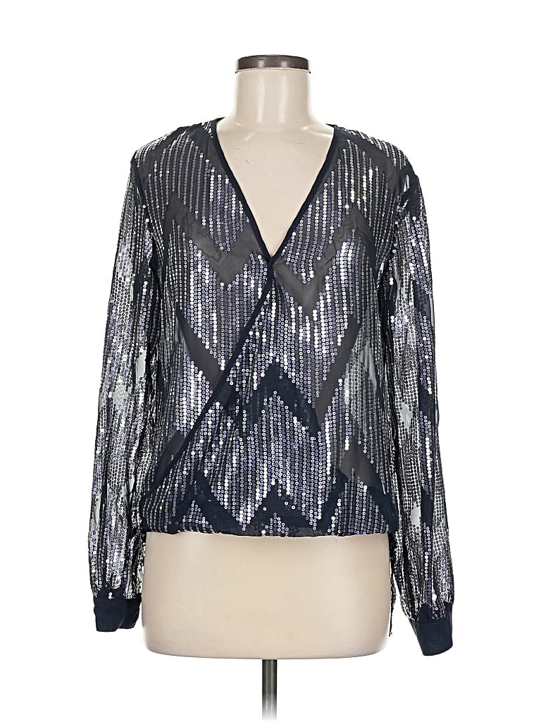 Pre-owned Wayf Long Sleeve Blouse In Silver