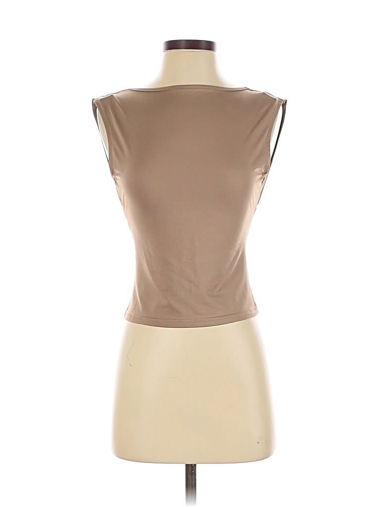 Pre-owned Unbranded Sleeveless T-shirt In Brown