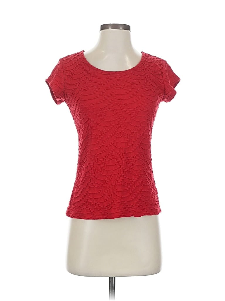 Pre-owned Liz Claiborne Career Short Sleeve Top Red Scoop Neck Tops