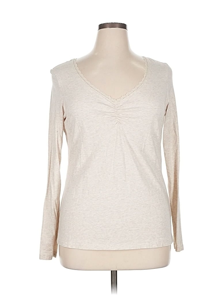 Pre-owned Lands' End Long Sleeve T-shirt In White