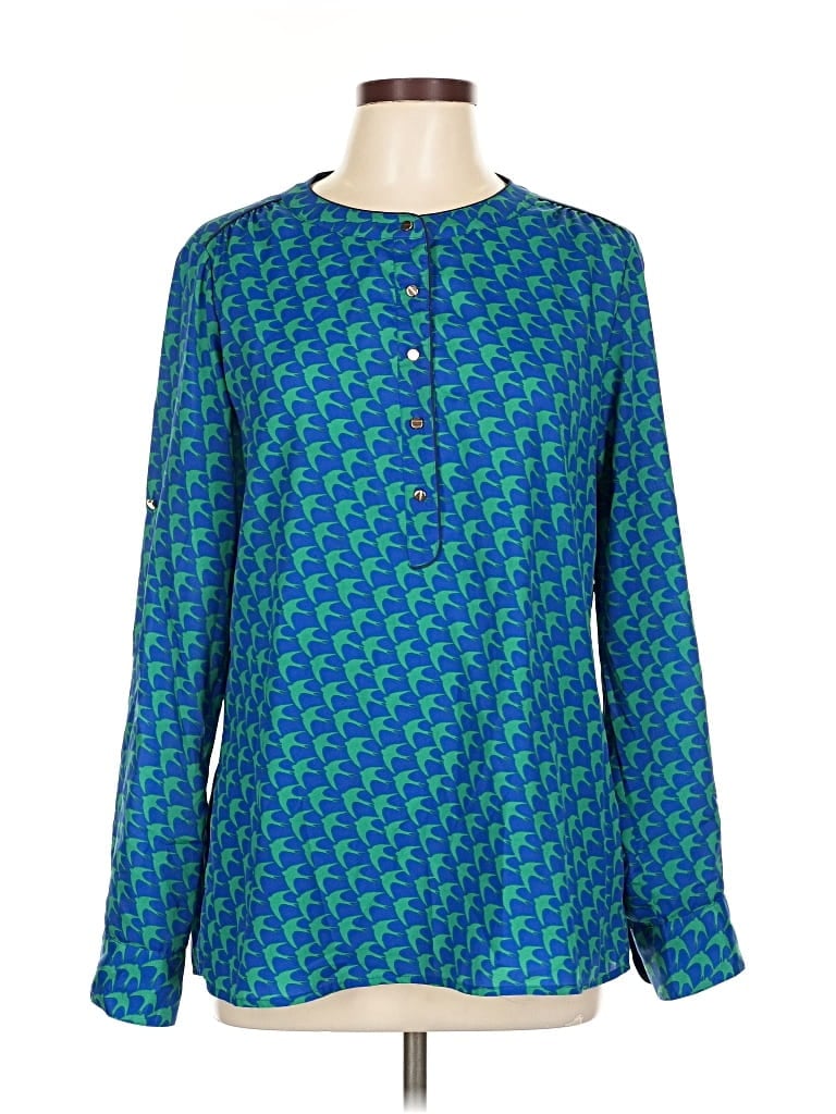 Pre-owned Banana Republic Long Sleeve Henley Shirt In Blue