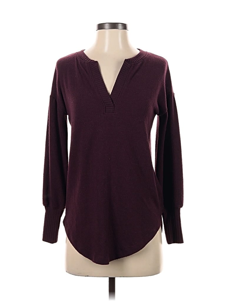 Pre-owned Ann Taylor Loft Long Sleeve T-shirt In Burgundy