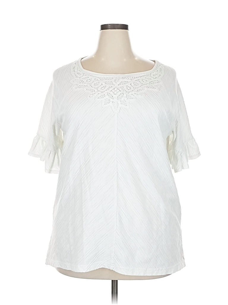 Pre-owned Suzanne Betro Short Sleeve Blouse In White