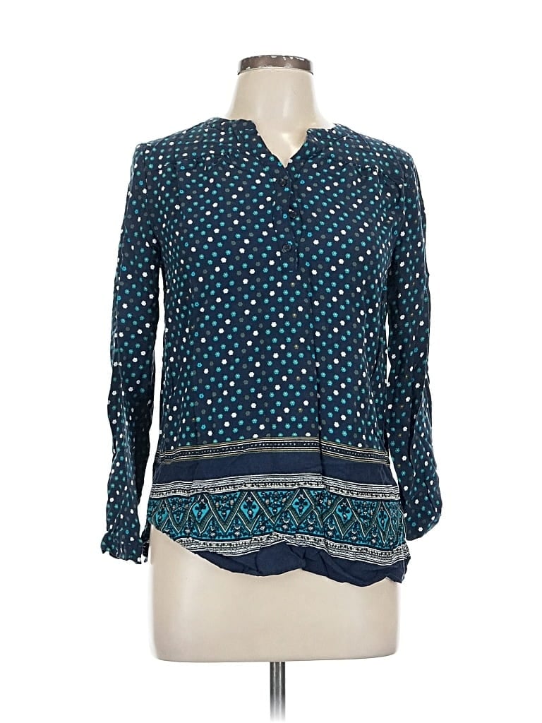 Pre-owned Laura Scott Long Sleeve Blouse In Blue