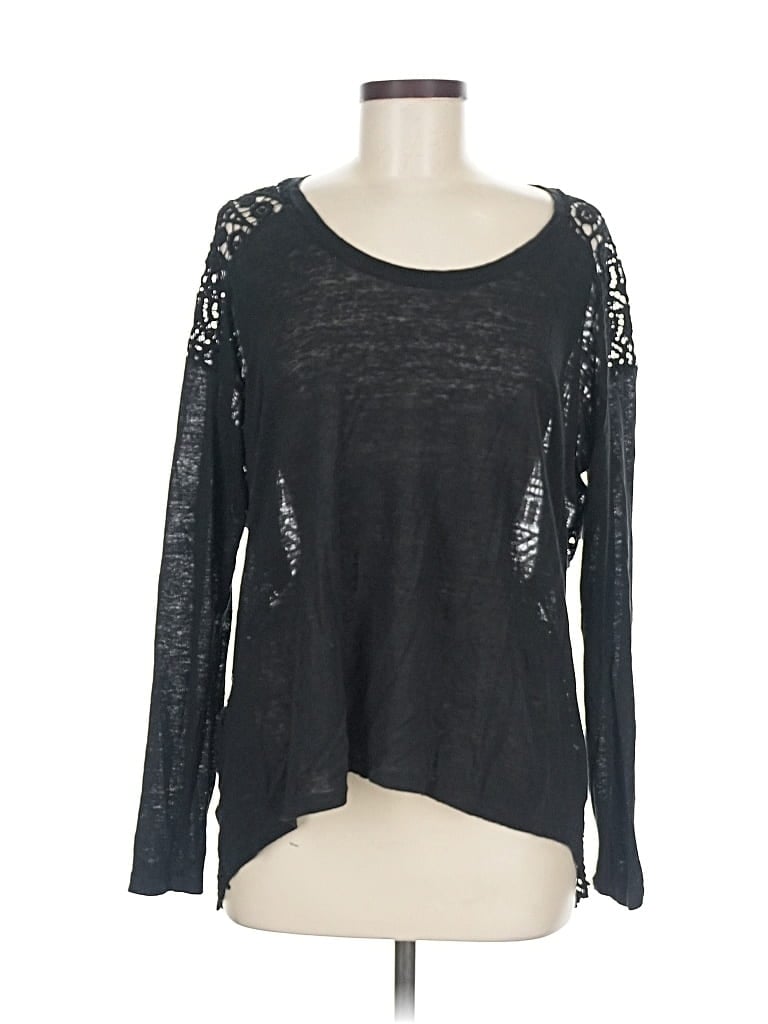 Pre-owned Generation Love Long Sleeve Top Black Scoop Neck Tops