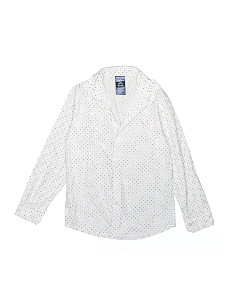 Pre-owned Nautica Kids' Long Sleeve Button Down Shirt In White