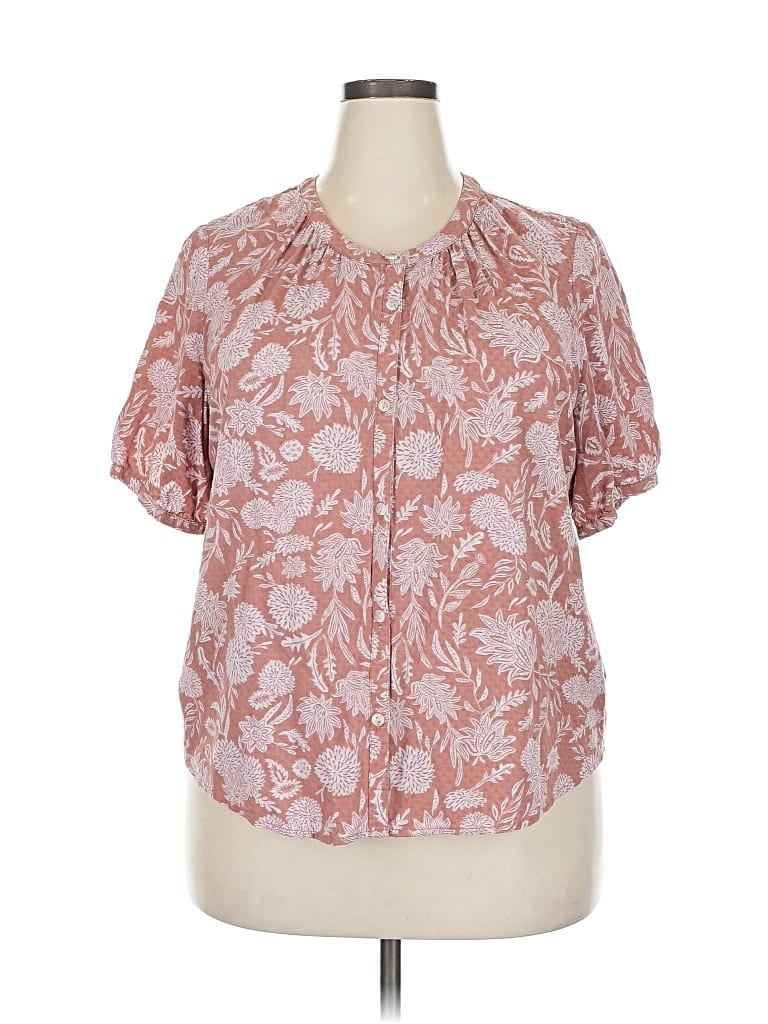 Pre-owned Universal Thread Short Sleeve Blouse In Pink