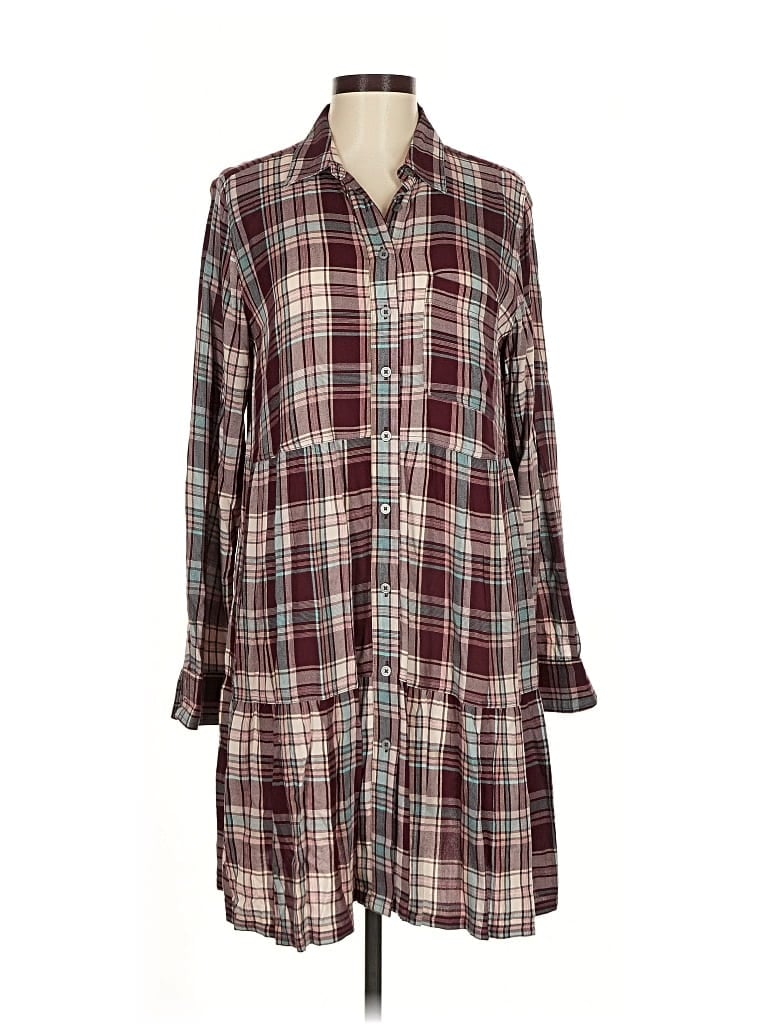 Pre-owned Ann Taylor Loft Long Sleeve Button Down Shirt In Burgundy