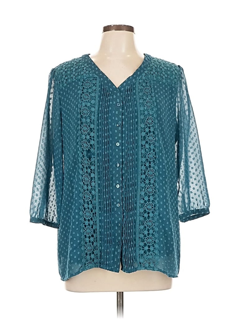 Pre-owned Krazy Kat 3/4 Sleeve Blouse In Blue