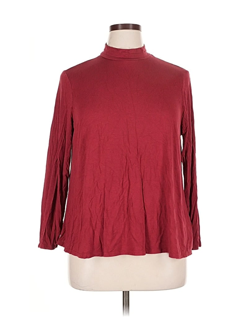 Pre-owned Luxe Long Sleeve Turtleneck In Burgundy