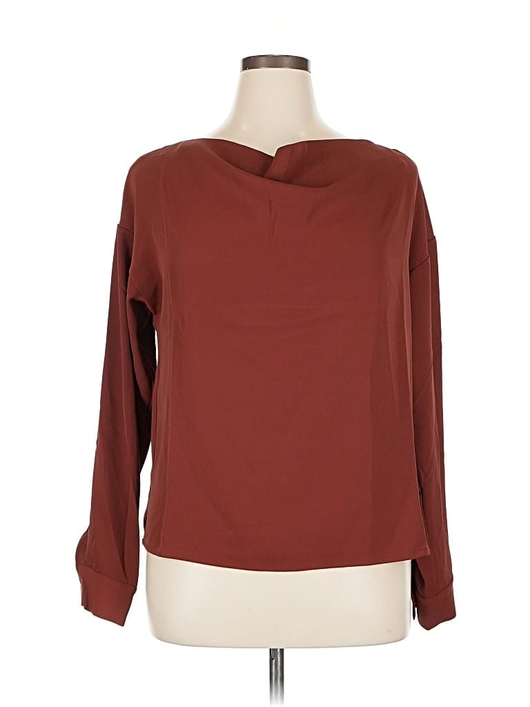 Pre-owned Melloday Long Sleeve Blouse In Burgundy