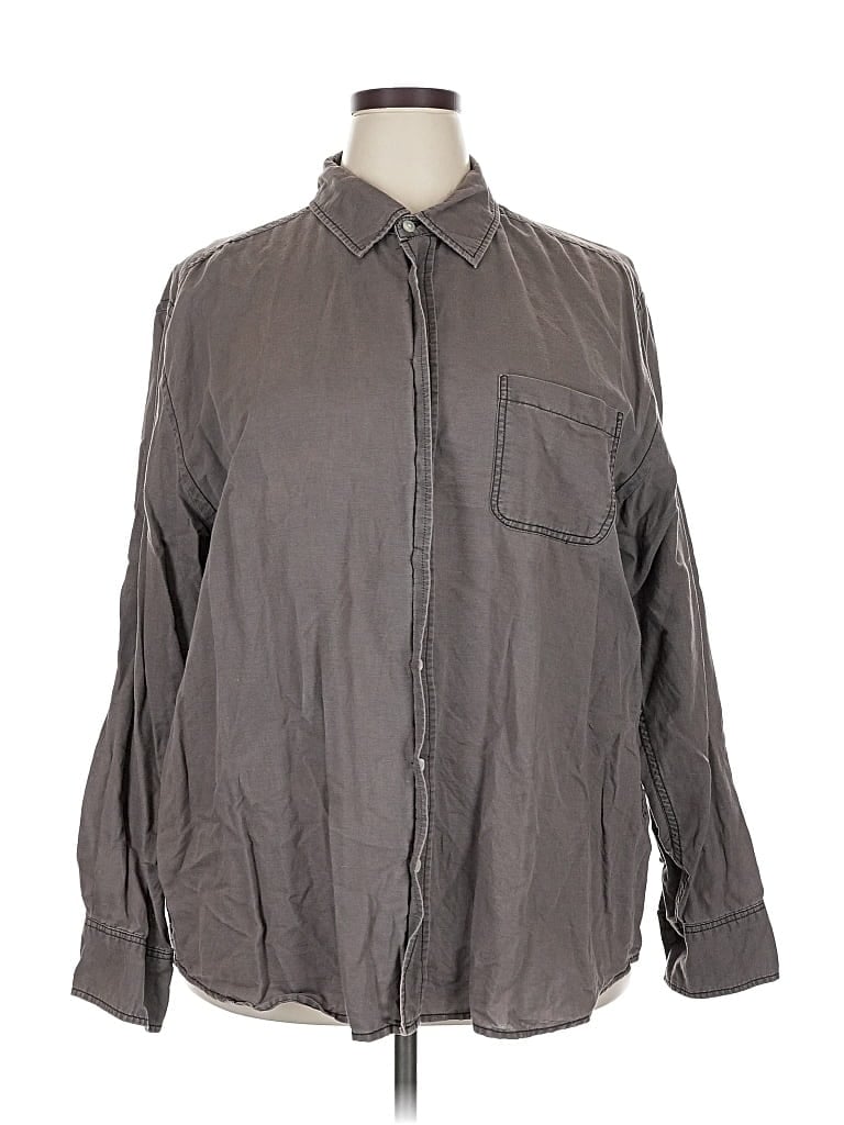 Pre-owned Old Navy Long Sleeve Button Down Shirt In Gray
