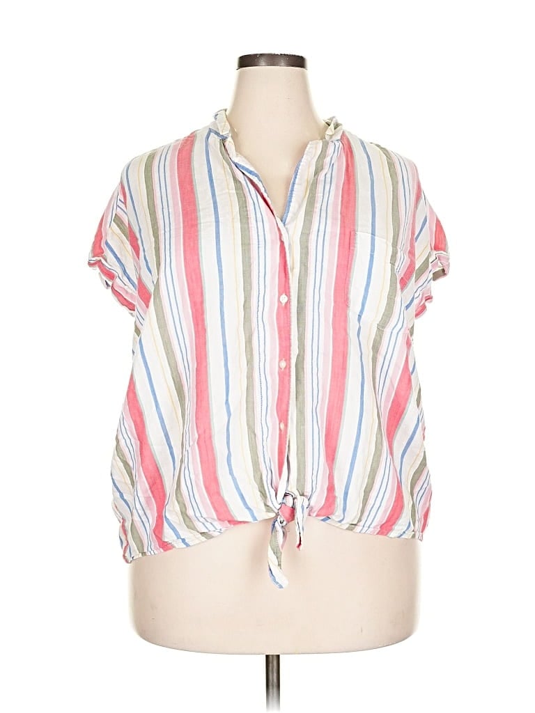 Pre-owned Old Navy Short Sleeve Blouse In White