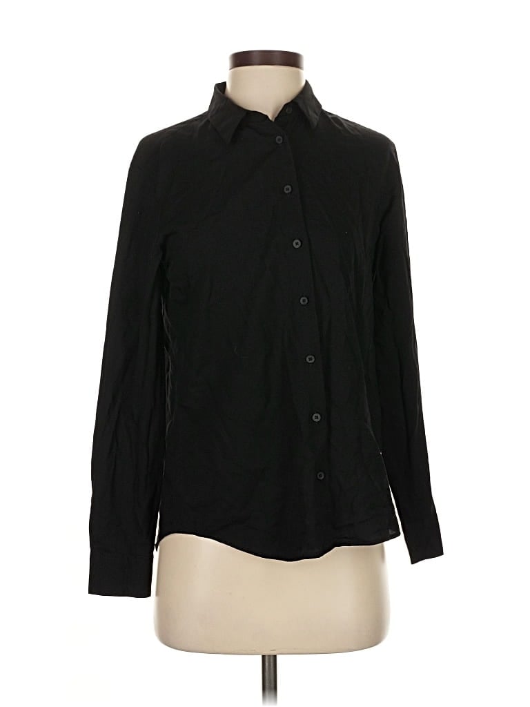 Pre-owned Uniqlo Long Sleeve Button Down Shirt In Black