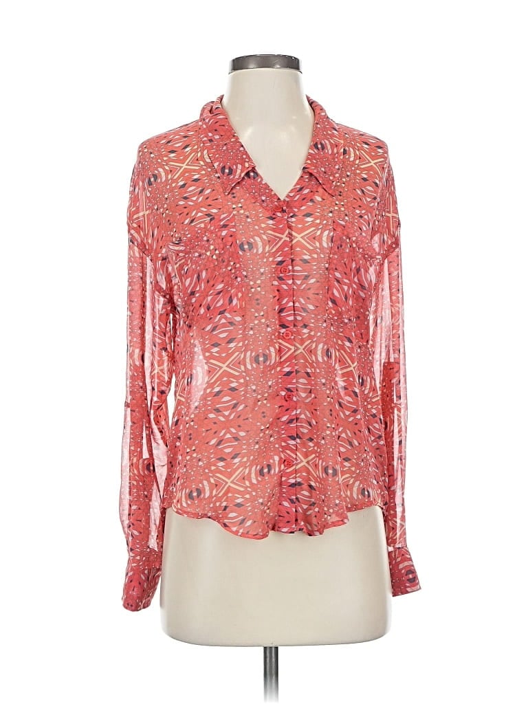 Pre-owned Free People Long Sleeve Blouse In Red