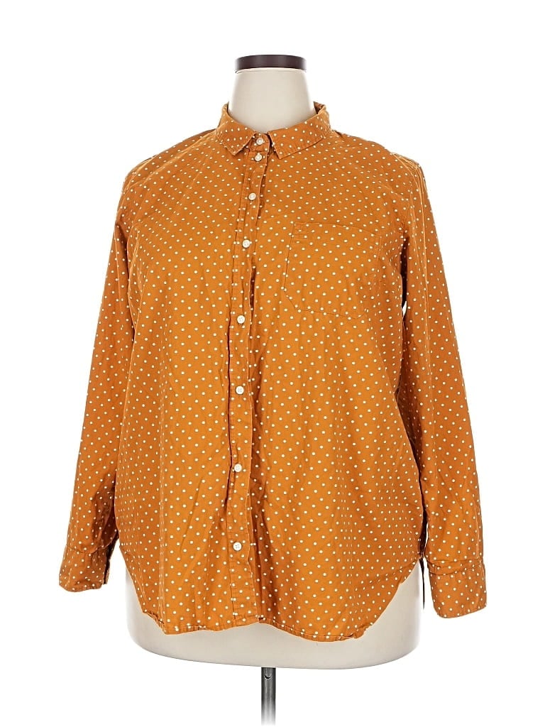 Pre-owned Old Navy Long Sleeve Button Down Shirt In Orange