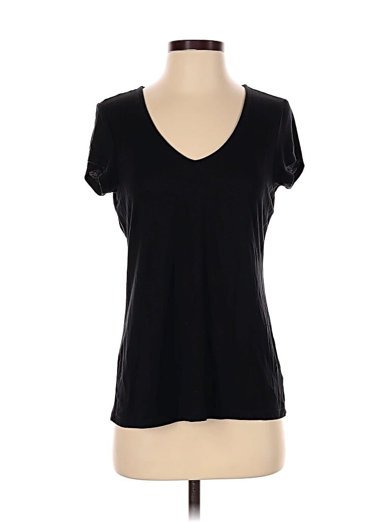 Pre-owned Tahari Short Sleeve Top Black V Neck Tops
