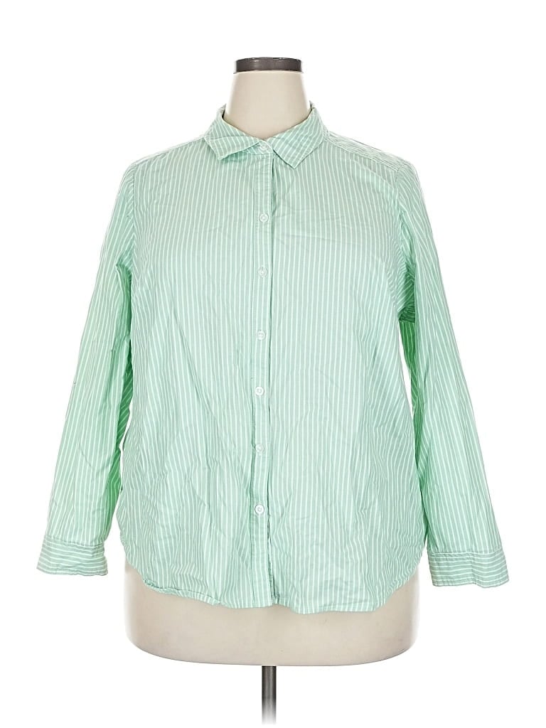 Pre-owned Croft & Barrow Long Sleeve Button Down Shirt In Green