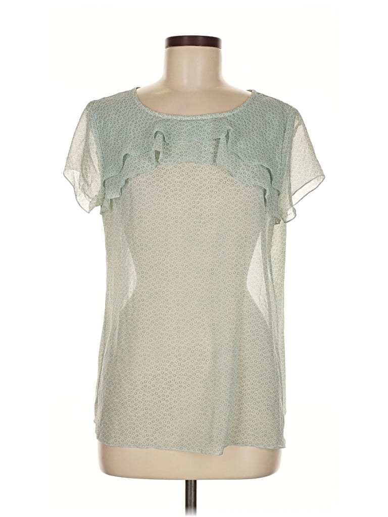Pre-owned Ann Taylor Loft Short Sleeve Blouse In Green