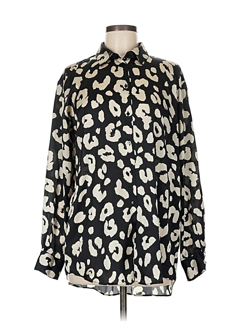 Pre-owned Zara Long Sleeve Blouse In Black