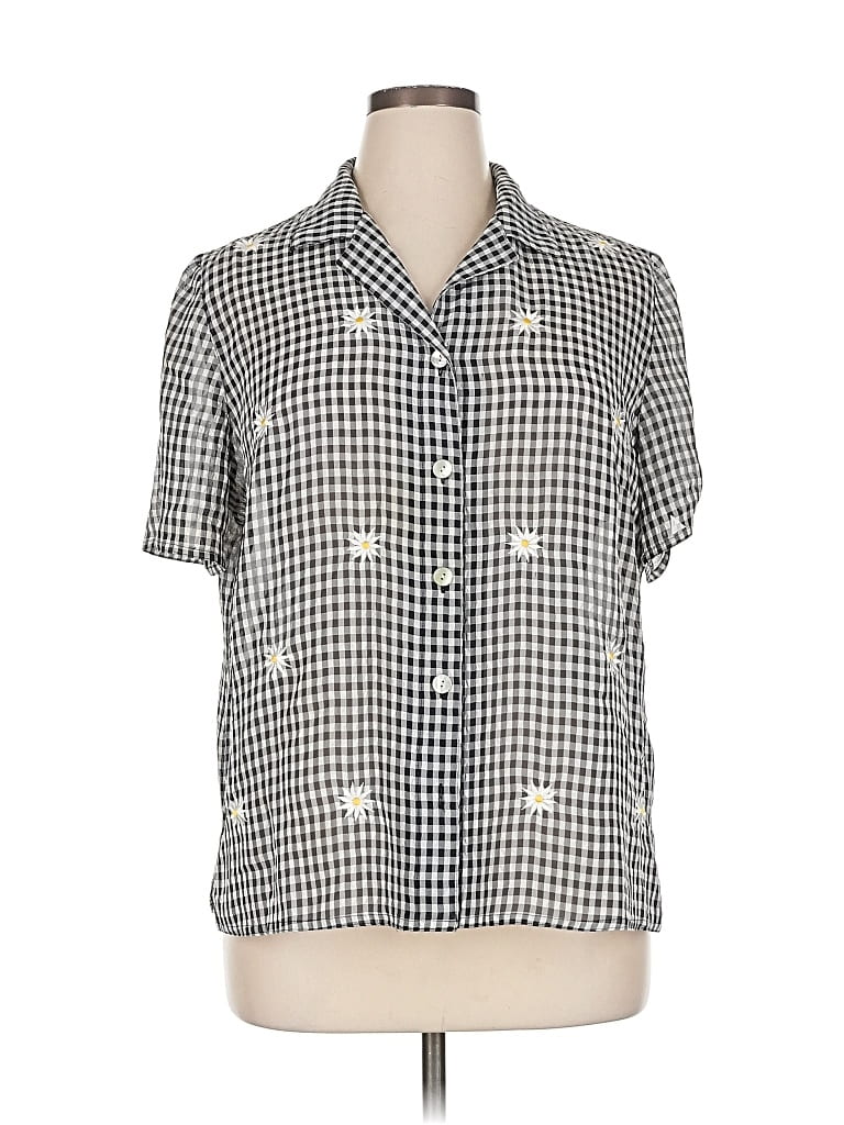Pre-owned Plaza South Short Sleeve Blouse In Gray