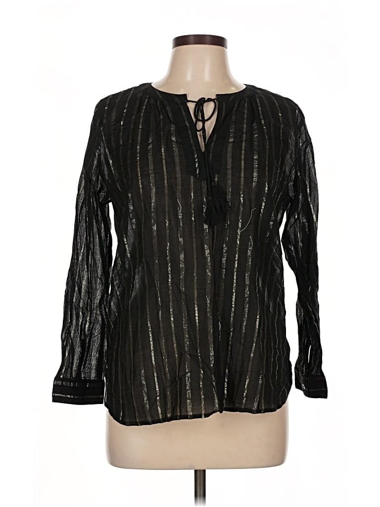 Pre-owned Ann Taylor Loft Long Sleeve Blouse In Black