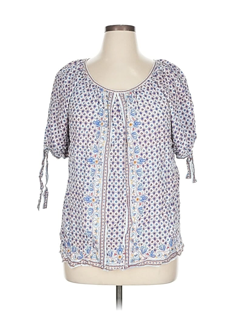 Pre-owned Max Studio Short Sleeve Blouse In Blue