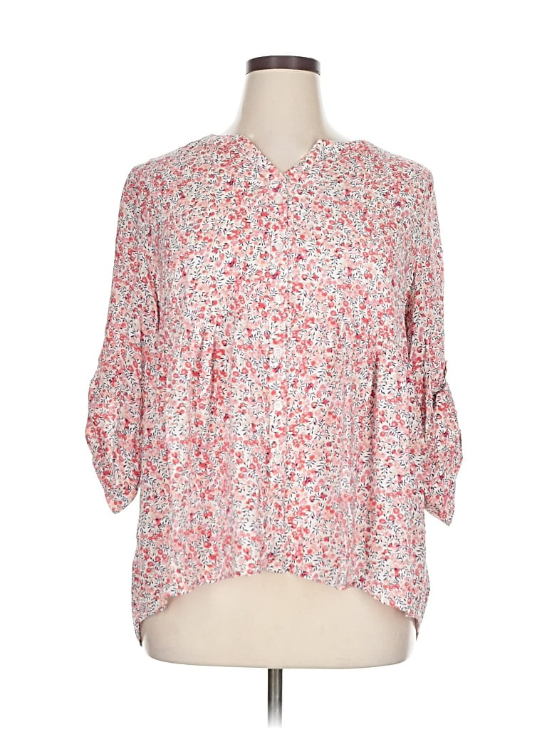 Pre-owned Jones New York 3/4 Sleeve Blouse In Pink