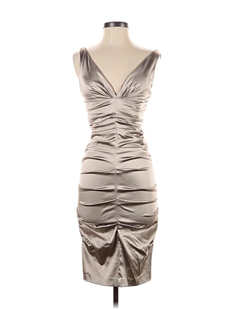 Pre-owned Nicole Miller Collection Cocktail Dress In Silver